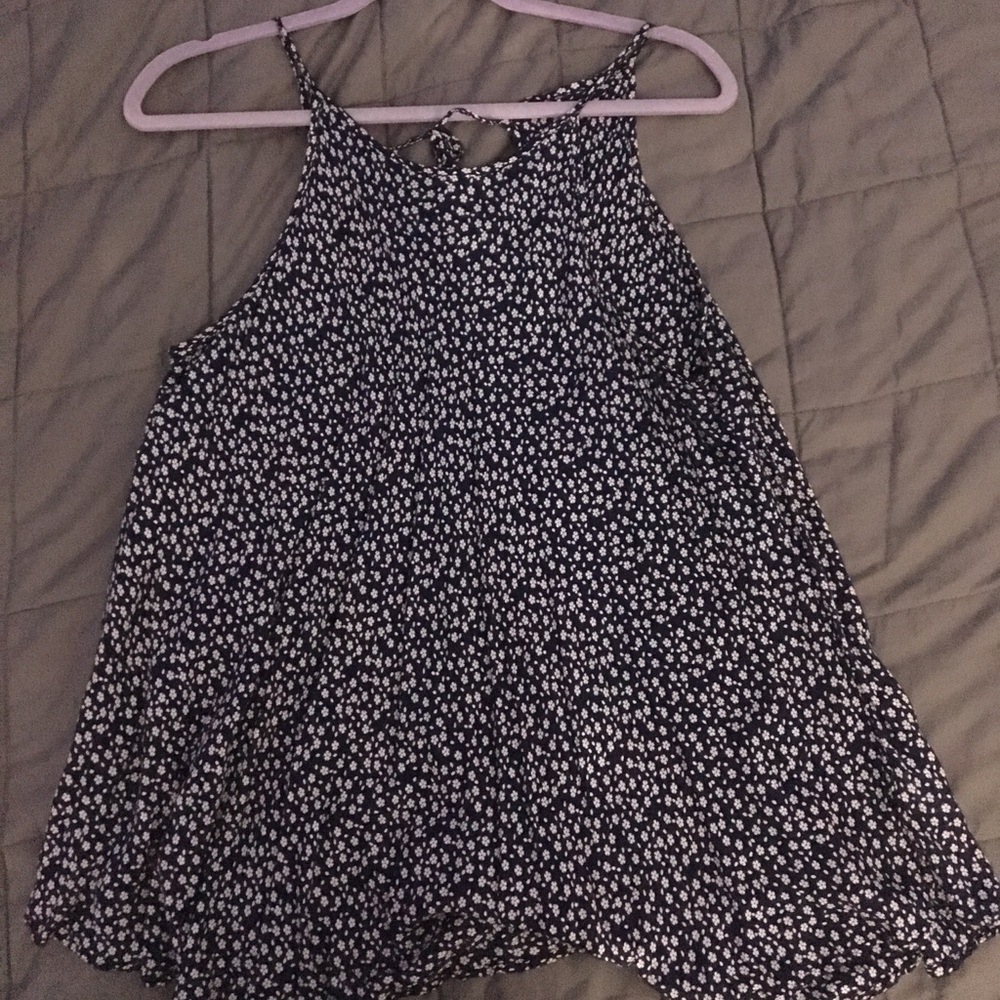 Floral tank navy